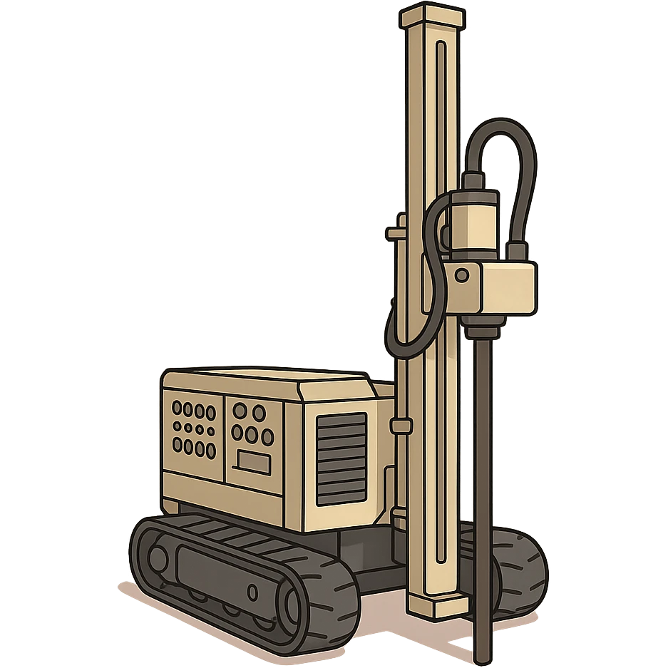 rack-mounted geotechnical drilling rig (Geoprobe-style soil sampling machine), no people just the machine, transparent background emoji