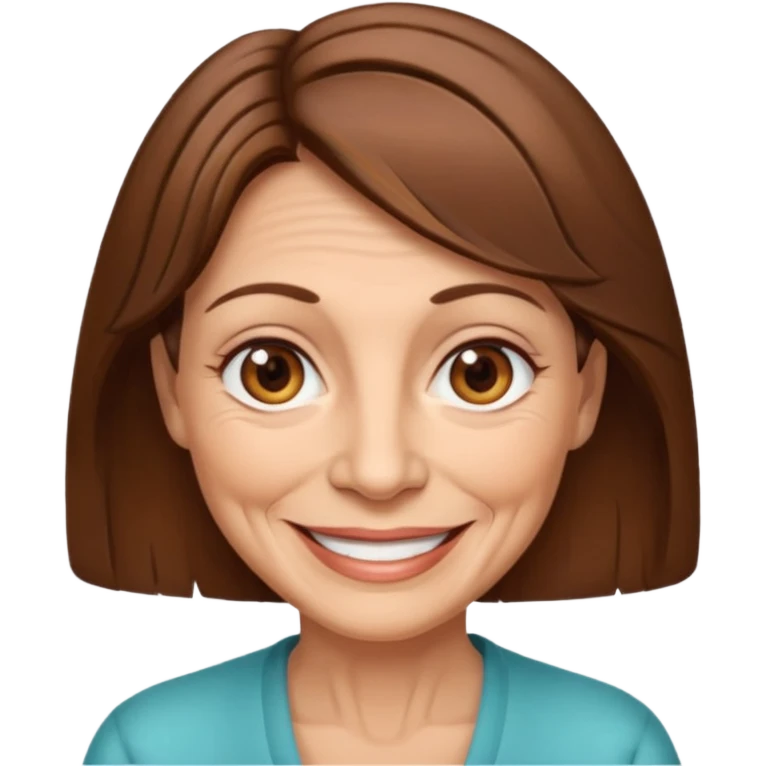 Woman 60, brown hair, brown eyes, smiling emoji