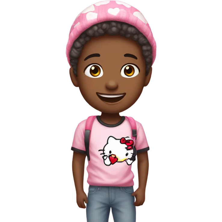 Boy hello kitty with hearts emoji