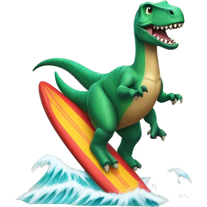 Dinosaur riding a surfboard  emoji