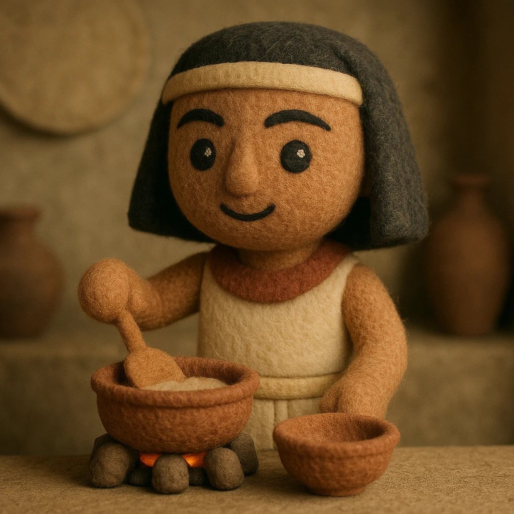 ancient Egyptian cooking scene in hieroglyphic style emoji