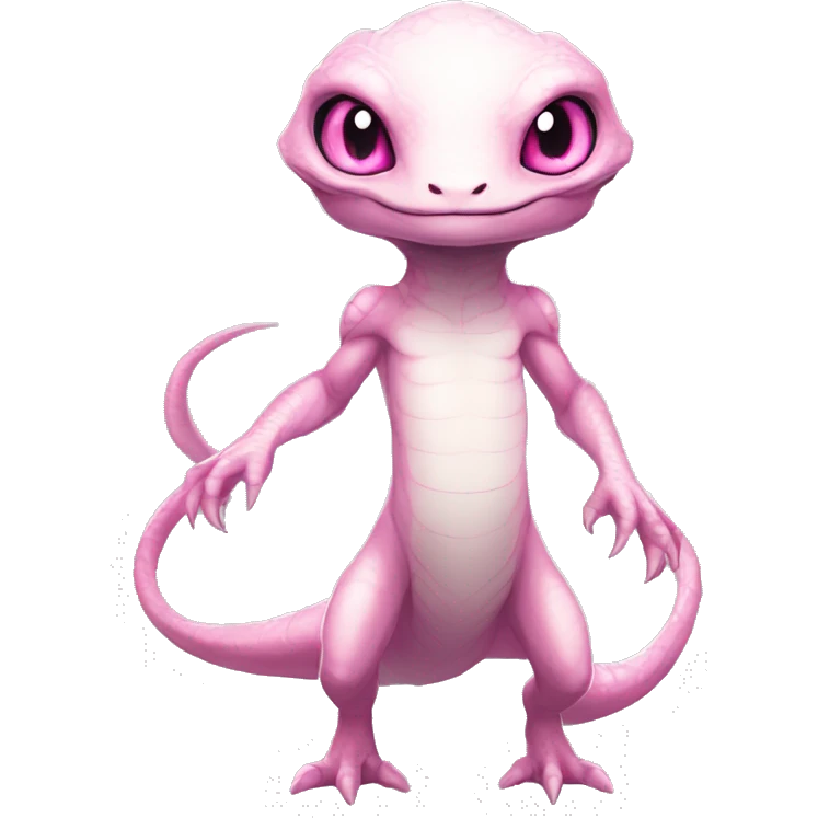 White, Chibi, White, Pink eyes, Anthro-Sona-Lizard-Alien-Fakémon, Full Body emoji