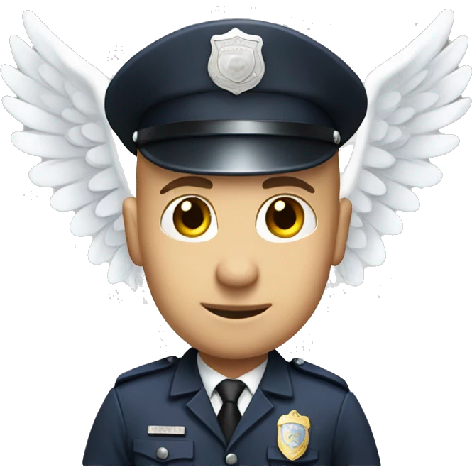 A White Police man bald with ANGEL WINGS emoji