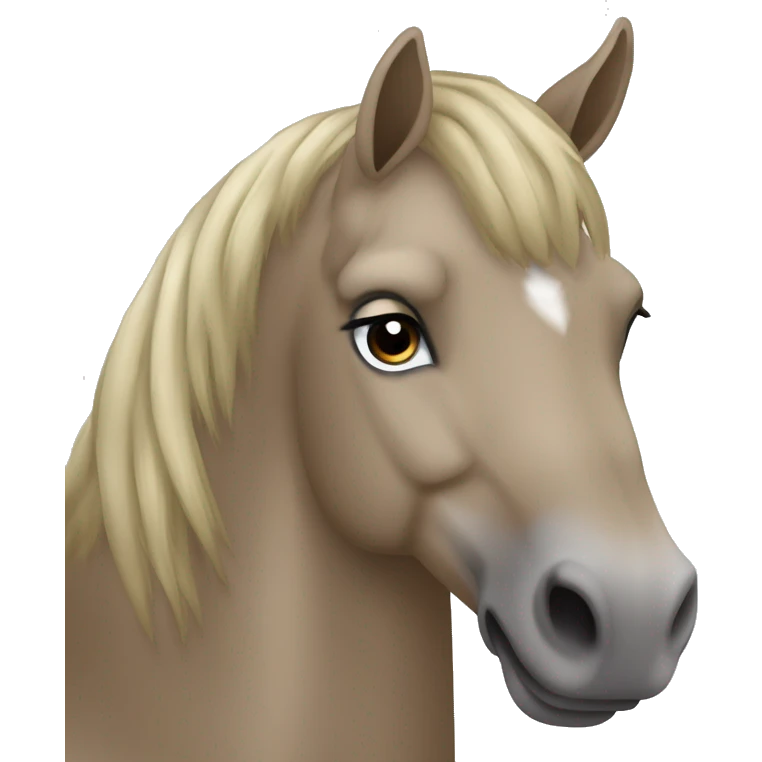 Schimmel Pferd mit hellgrauer Mähne und schmaler Blesse mit schnippe  emoji