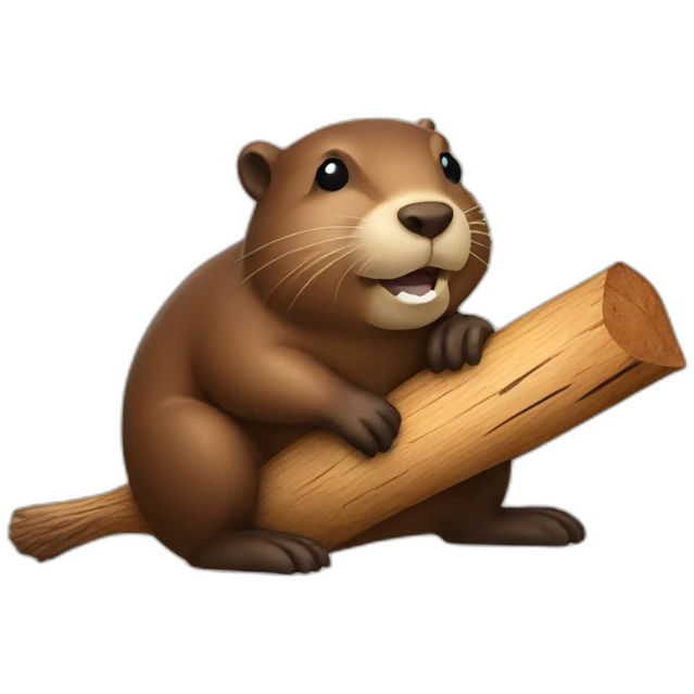 a beaver with a piece of wood in its mouth emoji