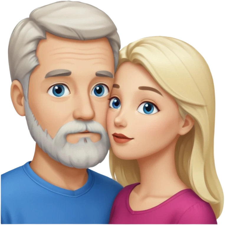 Man with gray beard kissing blonde blue-eyed  woman emoji