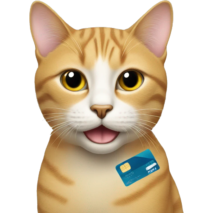 Cat with credit card in mouth emoji