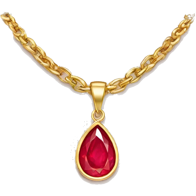 ruby on a necklace tear closeup chain  emoji