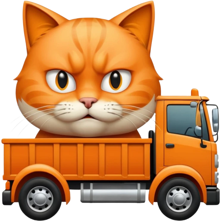 Angry cat driving truck emoji