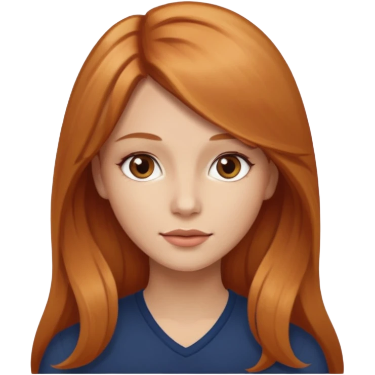 girlfriend with long dark strawberry blonde hair with brown eyes emoji