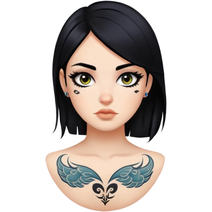 black hair, eyeliner, tattoo girl emoji