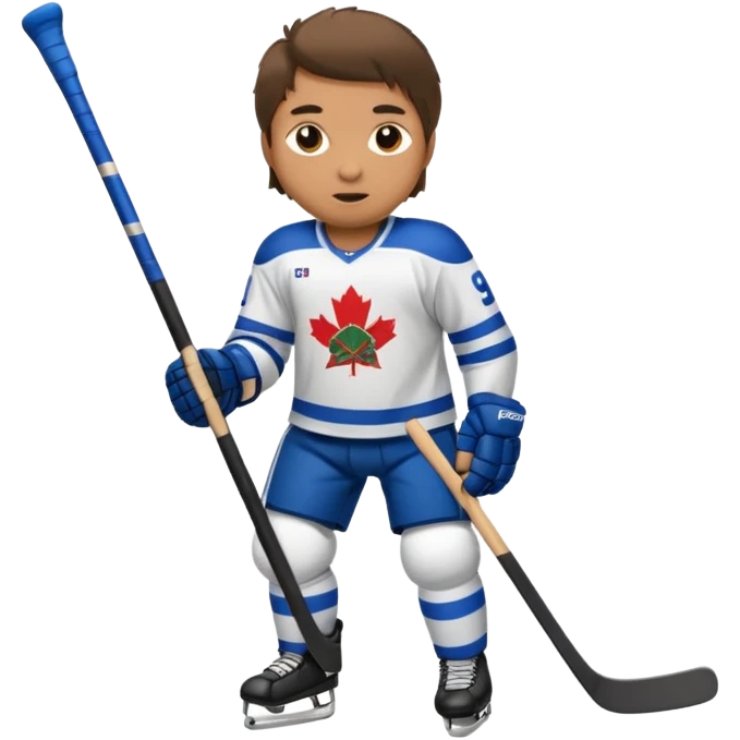 Hockey player with stick, full body emoji