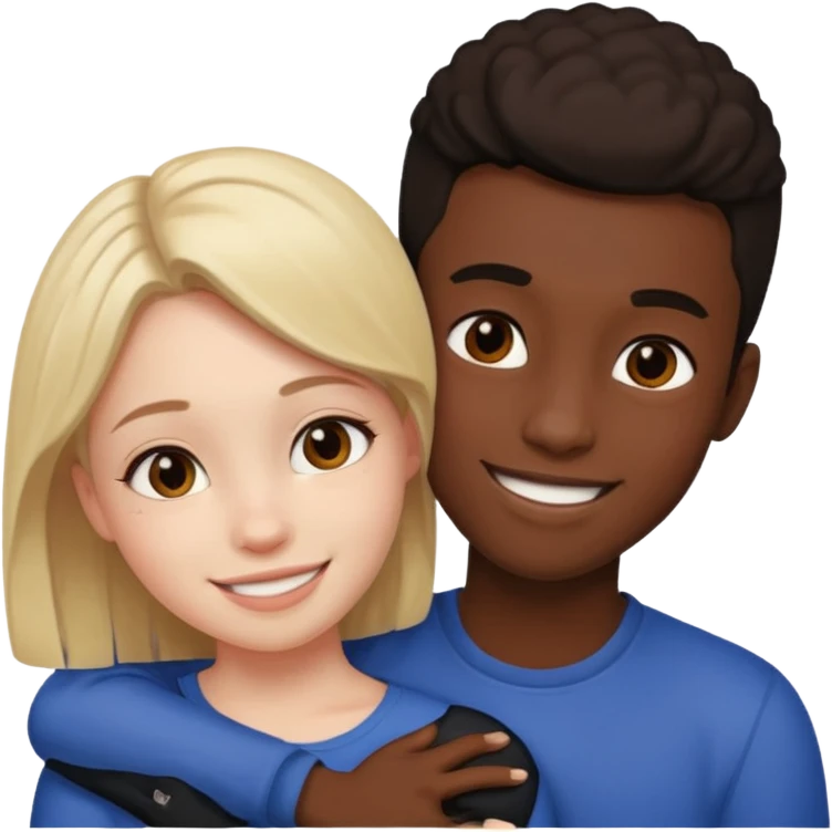 Fille embrassement un garçon noir emoji