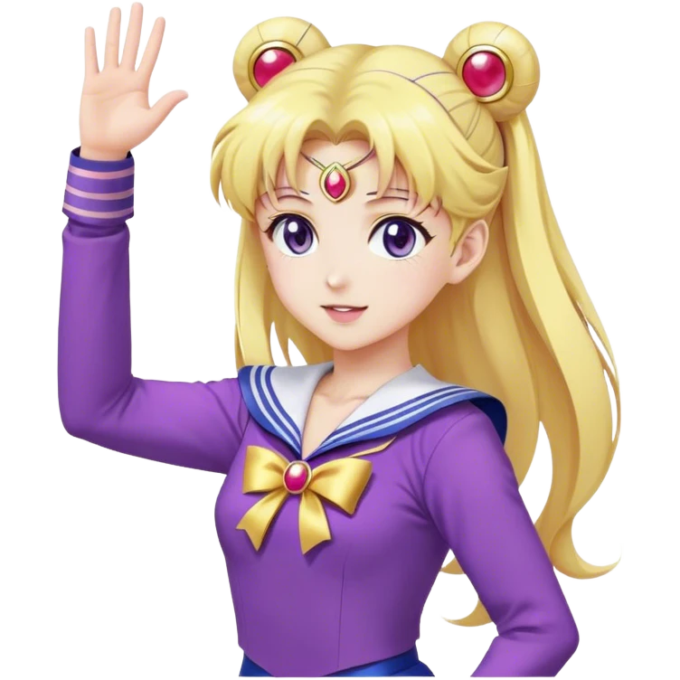 anime girl sailor moon in purple clothes waving her hand emoji