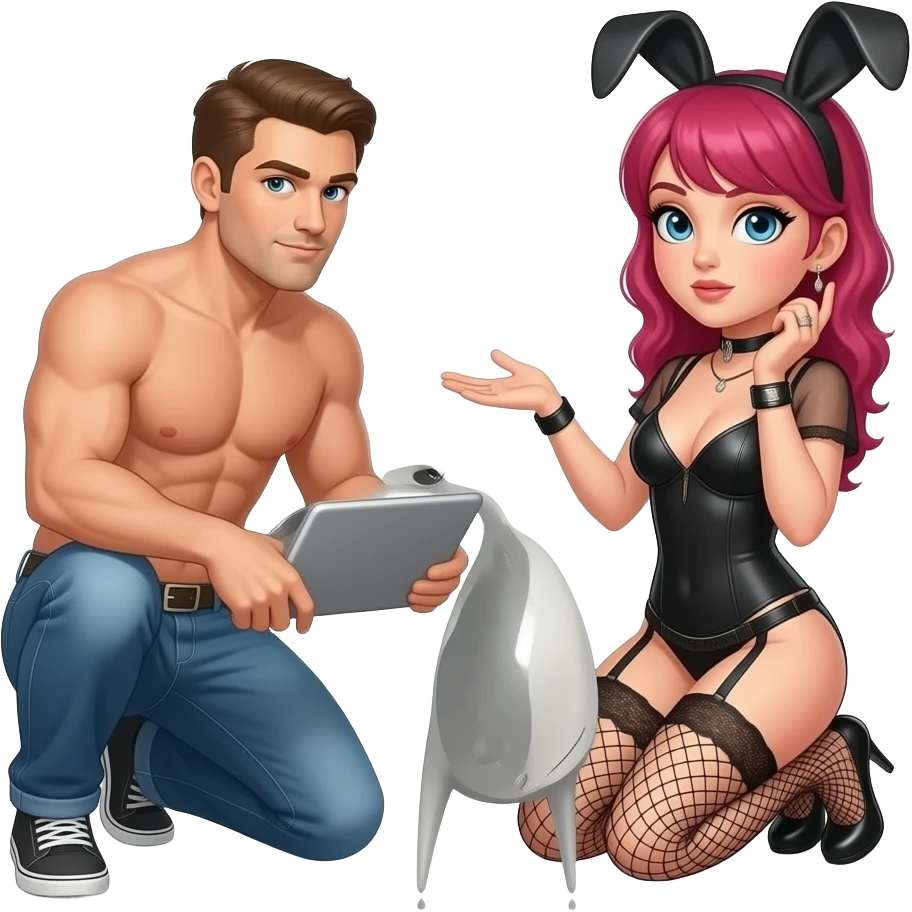 Submissive man is ready for get pegging by a femdom emoji