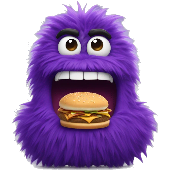 fast food big purple furry creature called grimace emoji