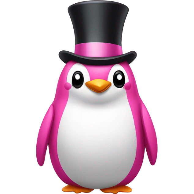 Top hat smiling Pink penguin  emoji