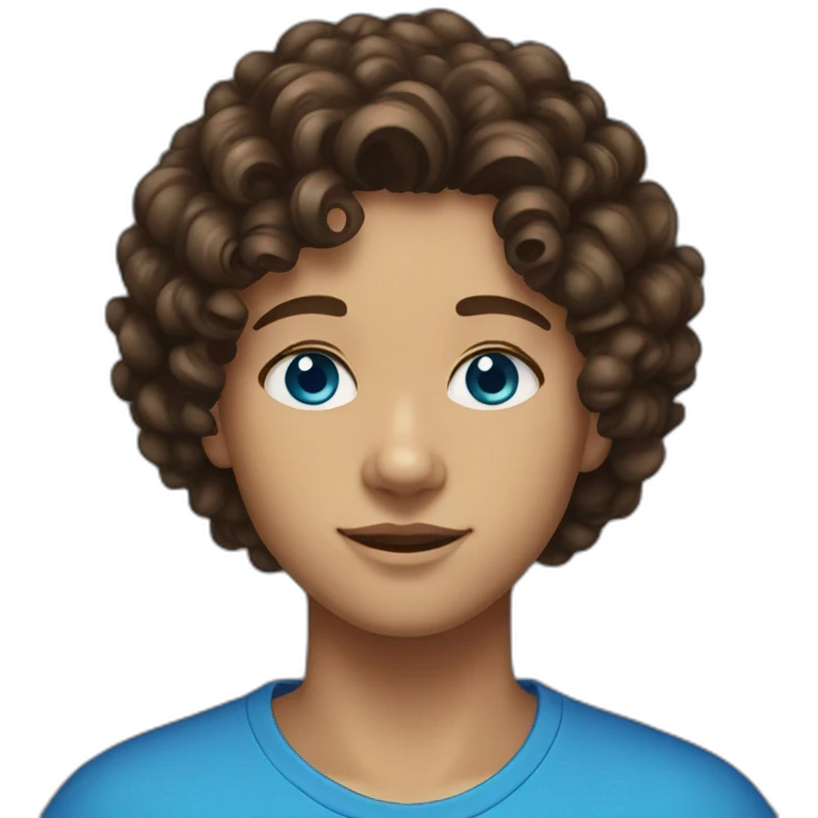 dark brown curly hair 16 year old with blue eyes emoji