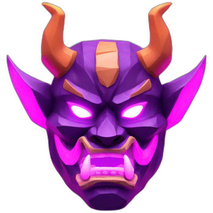 ONI MASK purple color eyes glowing neon japanese low poly 3d emoji
