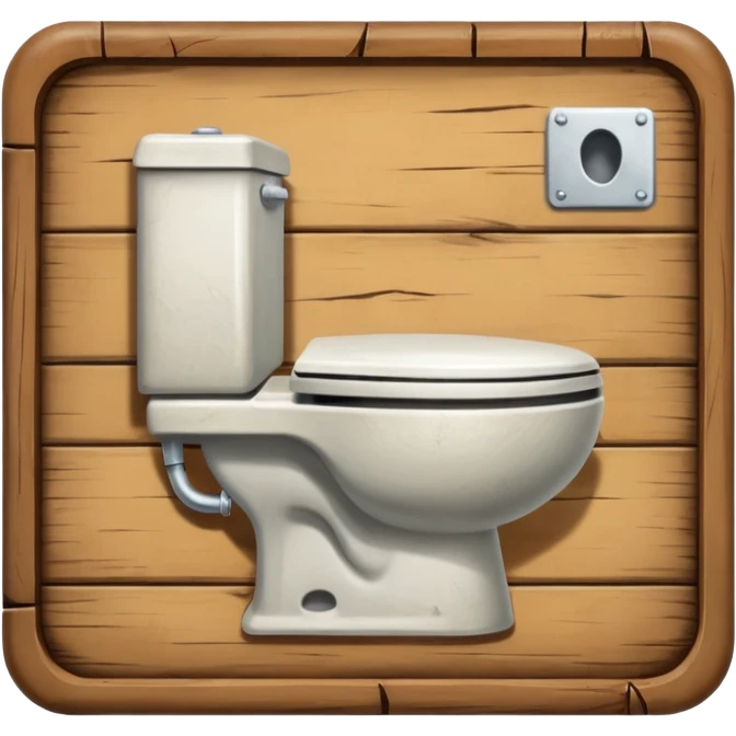 Wooden sign, toilet emoji