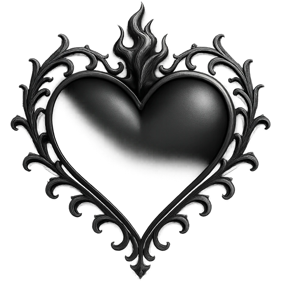goth black white heart 3d  , remove background  emoji