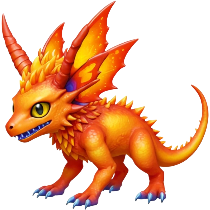  colorful iridescent magmatic Fakémon-Digimon-Trico-Vernid-creature (full body) emoji