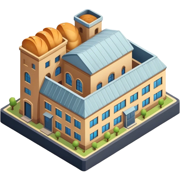 Isometric old bread factory  emoji