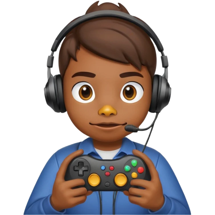 Gamer duck playing first person shooter game emoji