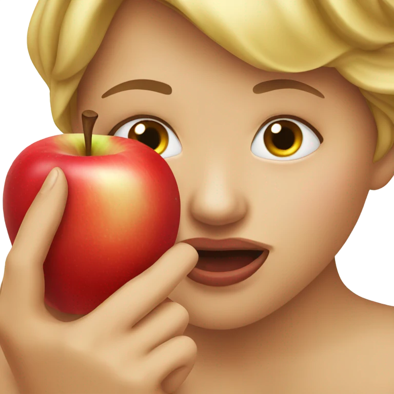 Woman biting apple emoji