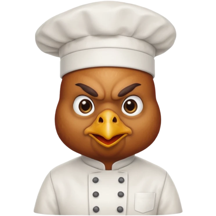 Ahora como una gallina con ropa de chef enojada emoji