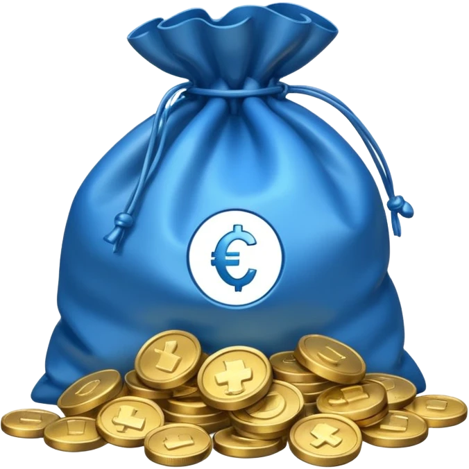 blue coins bag emoji