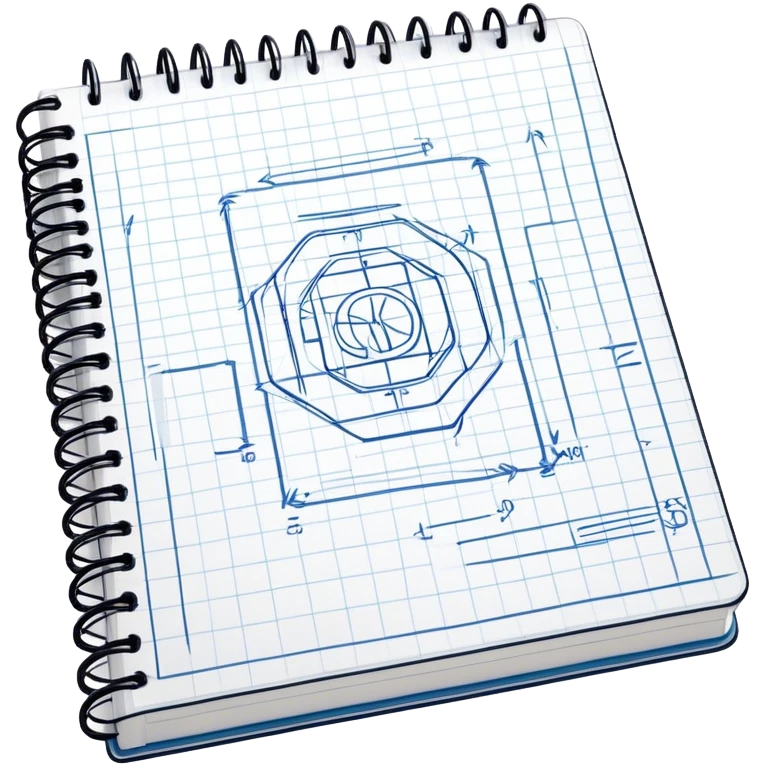 a notebook with lots of technical sketches emoji