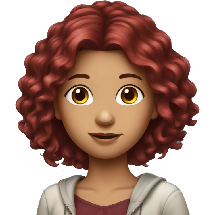 Beautiful burgundy haired realistic girl with long hair emoji