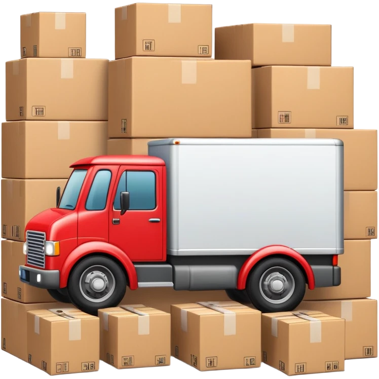 red delivery truck with packages emoji