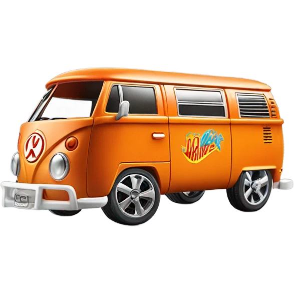 Side view. Mattel hot wheels Volkswagen Kool Kombi. orange   emoji