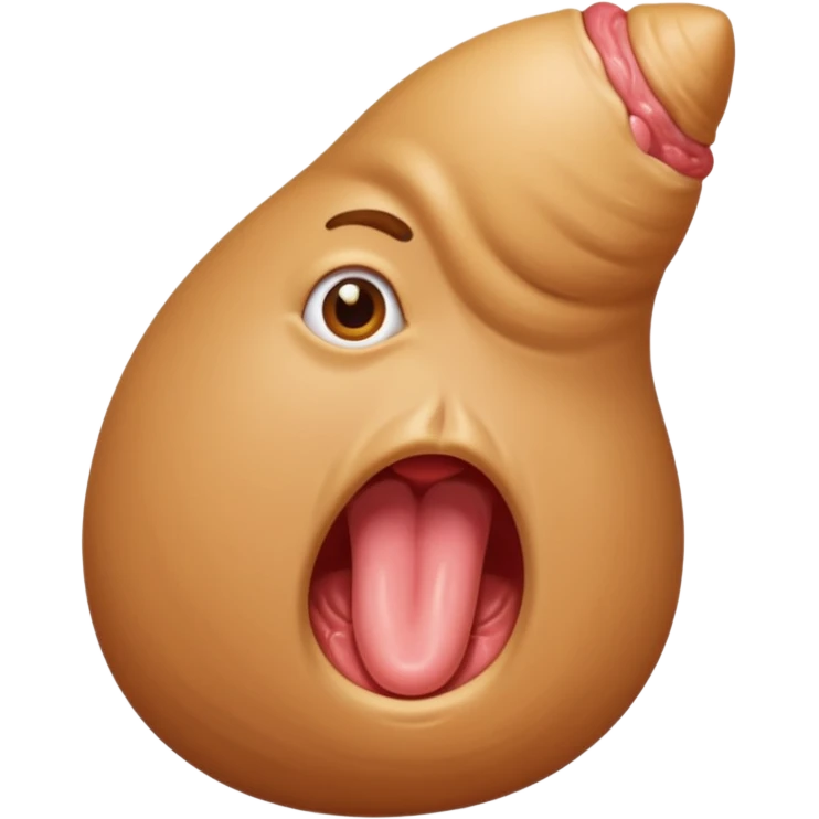 Veiny tan-colored male penis entering a moist vulva with parted lips emoji
