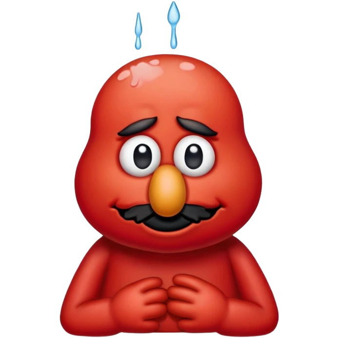 A sad Elmo with tears in his eyes, looking down emoji