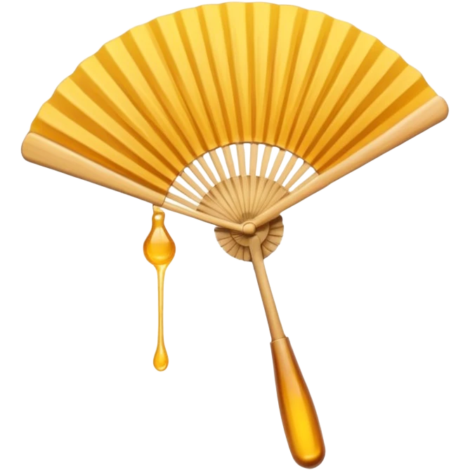 Hand held fan made of honey emoji