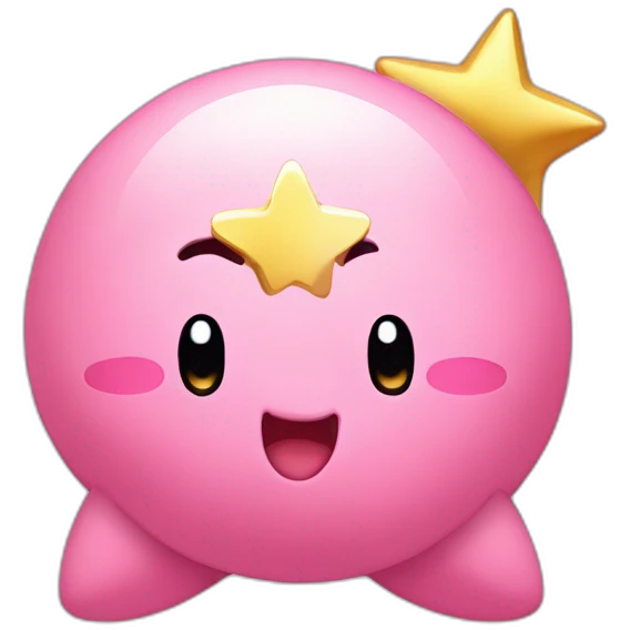 clean cute happy Kirby with a golden star emote emoji