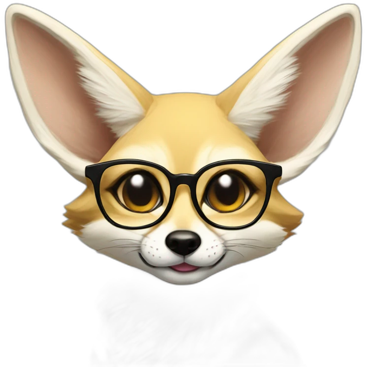 Anthro Fennec with glasses pulling out tongue emoji