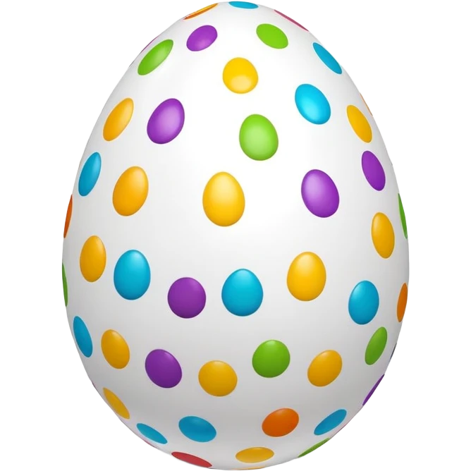 3D emoji of an Easter egg with a smooth surface, featuring colorful polka dots in various sizes, and a glossy finish in emoji style. emoji