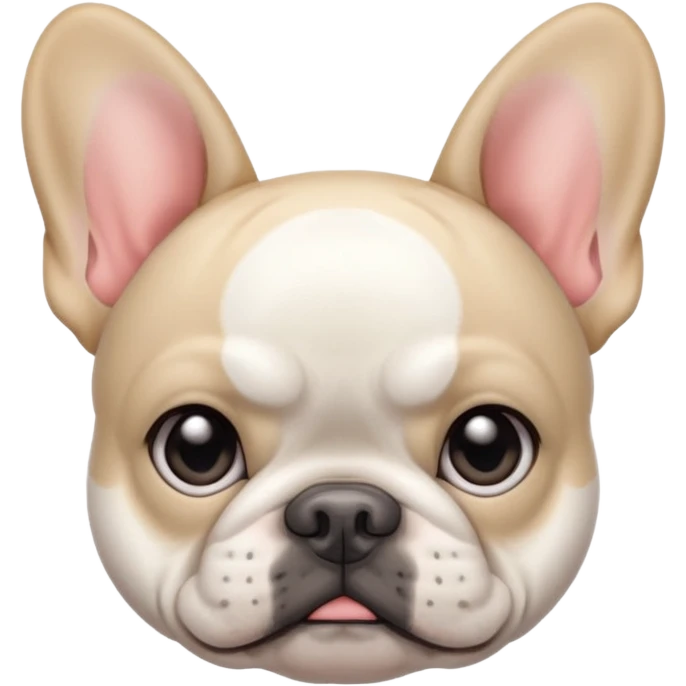 jealous white french bulldog with gray ears emoji