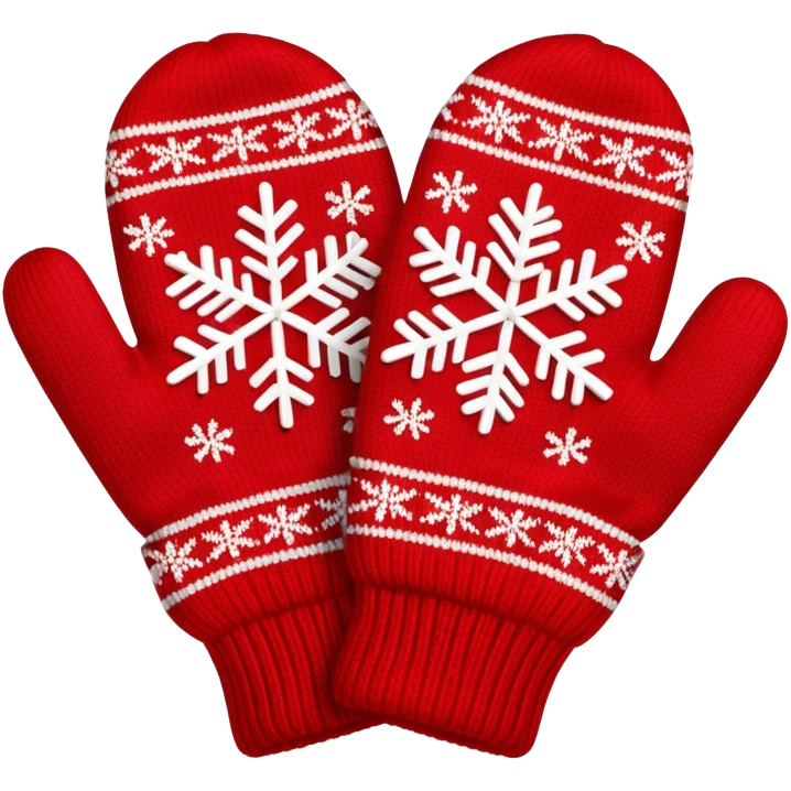 Red Mittens with white snowflake  emoji