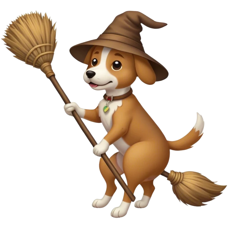 Dog riding broom emoji
