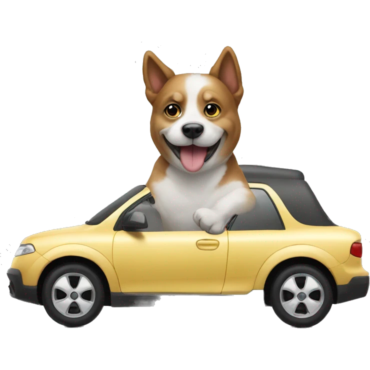 Dog on a car emoji