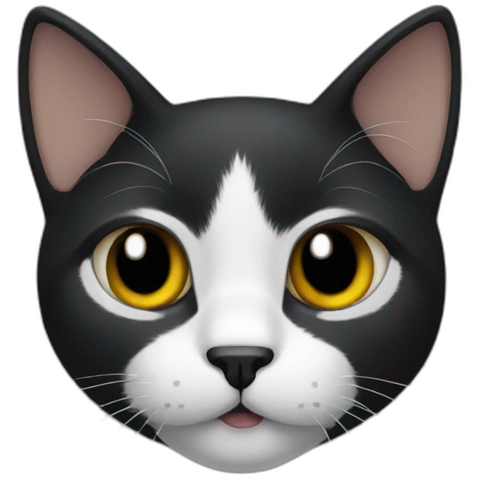 Black cat with white moustache and white chest emoji