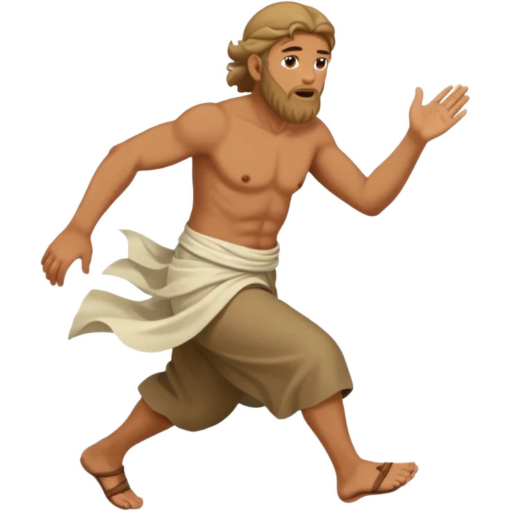 image of prophet Jonah (middleaged man)  in the bible fleeing emoji