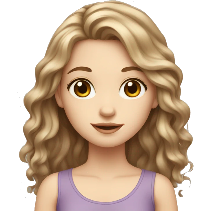 A white girl with long brown waivy hair ans hazel eyes emoji