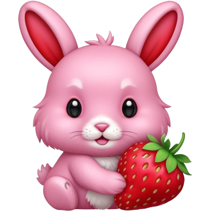 pink bunny holding strawberry emoji