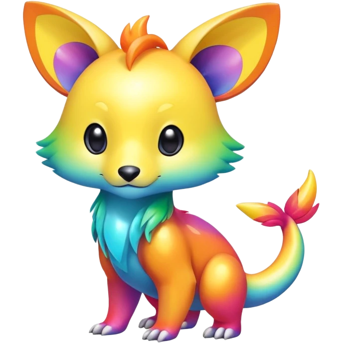 Cute shiny colorful exotic animal hybrid Fakemon full body emoji